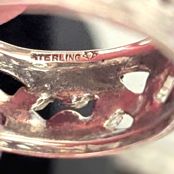 Antique Art Nouveau Sterling Silver Ornate Reticulated Open Band - Picture 4 of 5